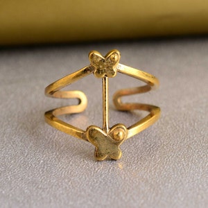Double Butterfly Ring, Platinum Butterfly Ring, Gold Butterfly Ring, Dainty Butterfly Ring, Minimalist Butterfly Ring, Minimalist Ring