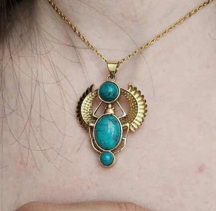 エジプト K18 ペンダントトップ ターコイズ スカラベ エジプト K18