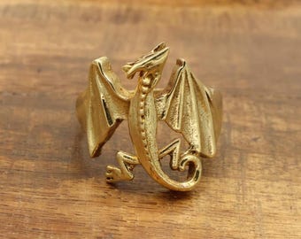 Handmade Dragon Ring, Winged Dragon Ring, Mythology Jewelry for Men, Mystical Men Ring, Dragon Jewelry