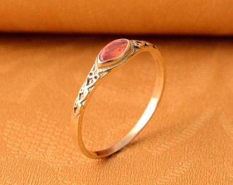 Carnelian Ring, Gold Plated Minimalist Ring, Dainty Ring, Carnelian Gold Ring, Midi Ring, Gift For Her, Boho Ring