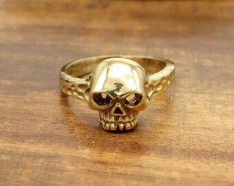 Dainty Skull Ring, Small Pinky Ring, Gothic Biker Jewelry, Handmade Skull Ring