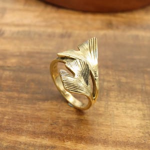 Ginkgo Biloba Ring, Handmade Ring, Nature Inspired Rings, Unique Botanical Ring, Elegant Leaf Pattern Ring, Women's Rings