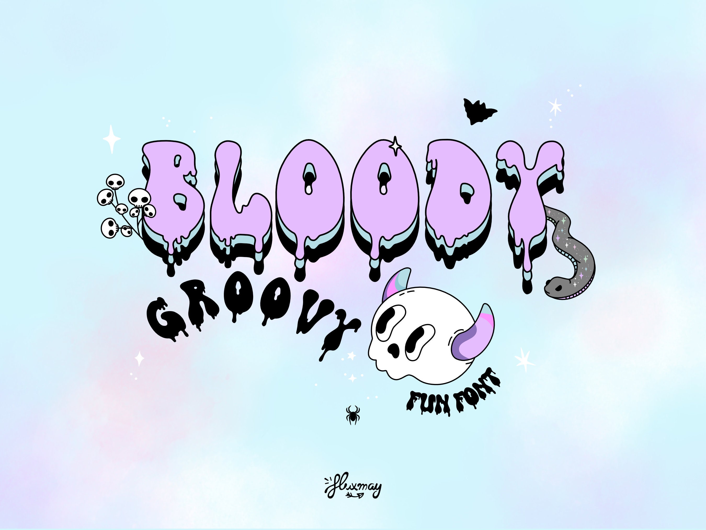 Groovy Halloween Font, Pastel Goth Font, Spooky Bloody Font Huxmay