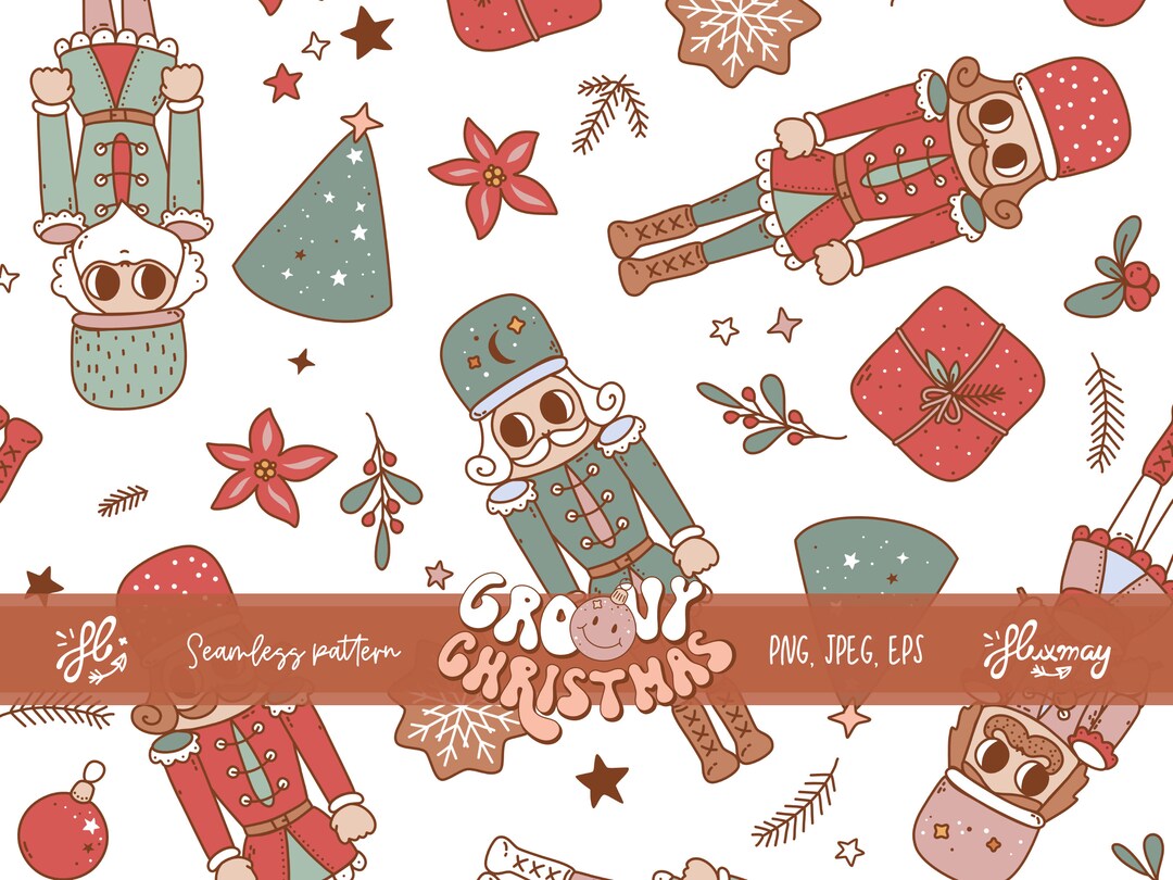Cute Retro Nutcrackers Fabric Design. Christmas Fairytale Etsy