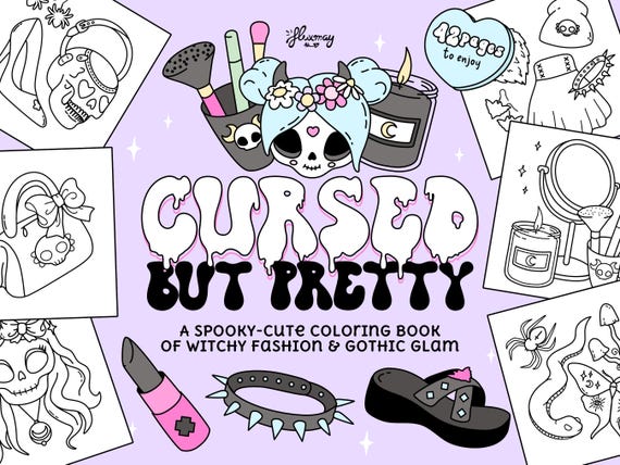 Spooky-Cute Coloring Book: Pastel Goth Illustrations (Digital Download PDF)