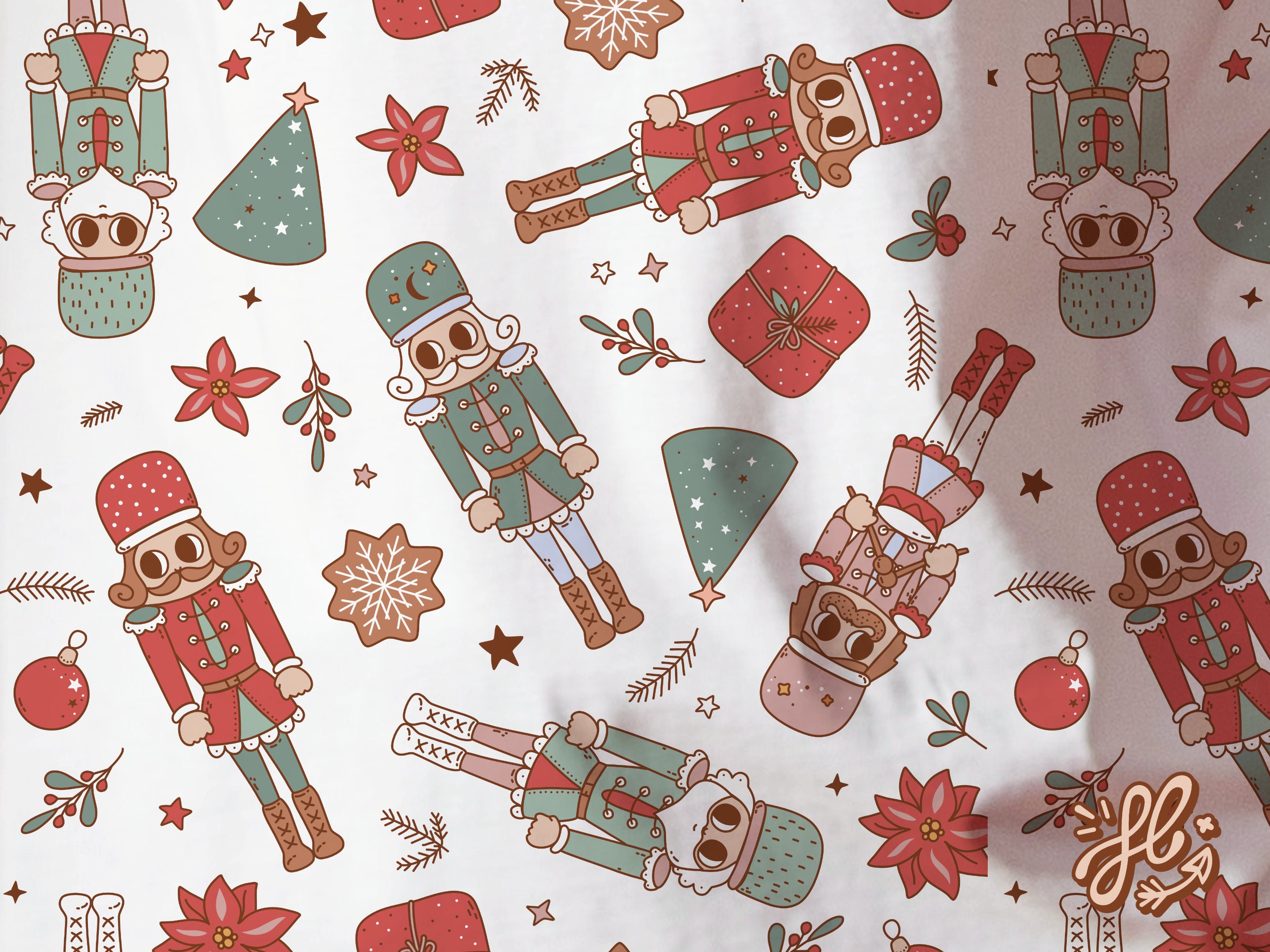 Cute Retro Nutcrackers Fabric Design. Christmas Fairytale Etsy
