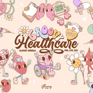 Paquete de imágenes prediseñadas de enfermeras retro, PNG de atención médica, SVG, salud mental retro, ilustración médica moderna, diseño de camisetas de atención médica