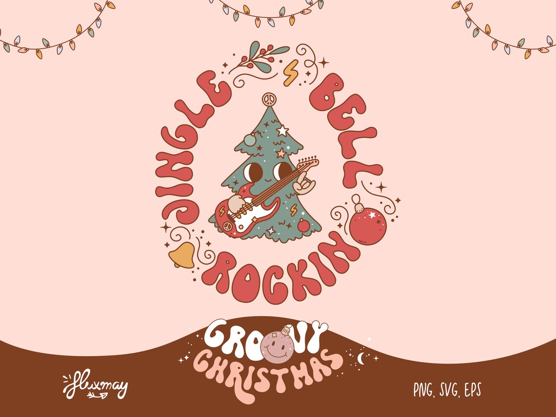 Jingle Bell Rocking Christmas Tree SVG Cute Groovy Retro Etsy