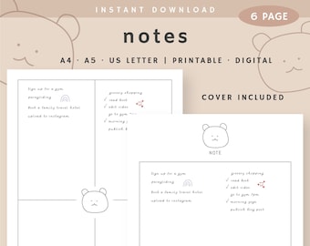 Letter Note Taking Notes Page Printable, Notes Planner Insert, Blank Notes, Note Taking ...