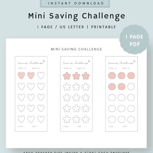 Mini Savings Challenge Printable | Savings Challenge Tracker | Low Budget | Cash Envelopes | Instant Download | US Letter PDF
