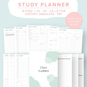StudentenPlaner Druckbare | College Planer | Digitaler Studienplaner | Studienplaner Vorlage | Sofort Download | A4, A5, US Letter PDF