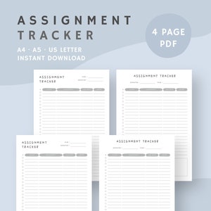 Assignment Tracker Printable College Assignment Tracker | Etsy