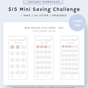 Mini Savings Challenge Printable | Savings Challenge Tracker | Low Budget | Cash Envelopes | Instant Download | US Letter PDF