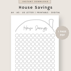 House Savings Tracker Printable | House Deposit Savings Tracker | House Tracker Planner | House Savings Template | A4, A5, US Letter PDF