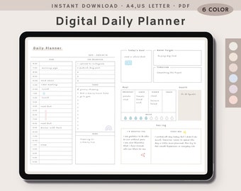 Digital Daily Planner, Daily Planner Goodnotes Template, Minimalist Daily Printable, Daily To Do List, Instant Download, A4, US Letter PDF