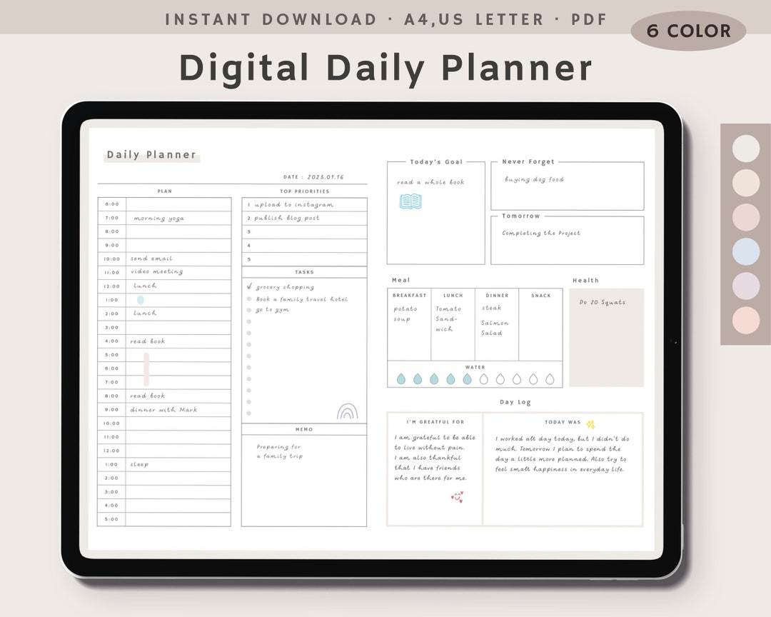 Digital Daily Planner, Daily Planner Goodnotes Template, Minimalist ...