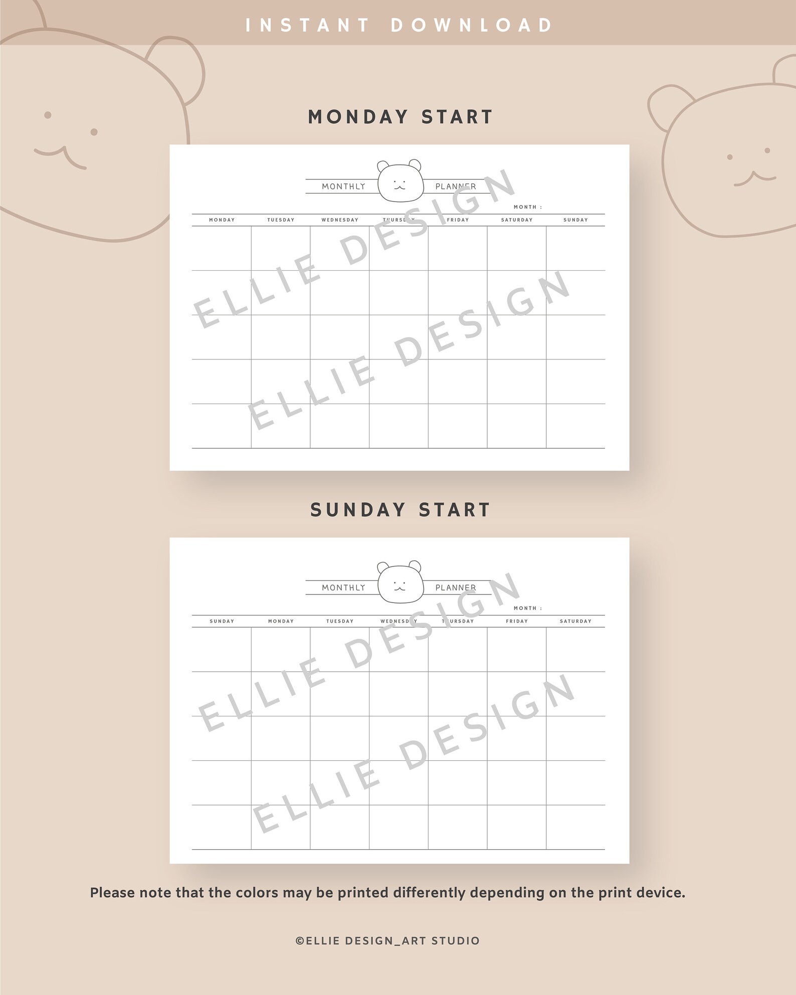 Mothly Notes Monthly Planner Goodnotes Template, Monthly Digital Planner, Undated ...