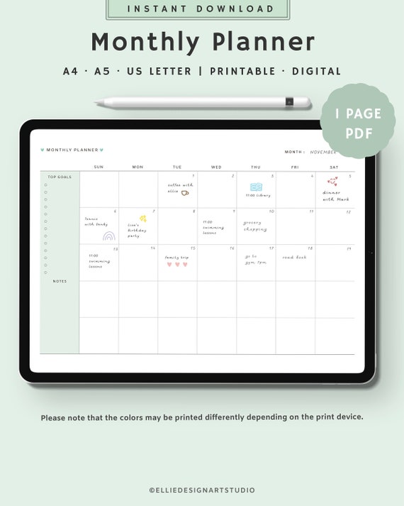 Monthly Planner Goodnotes Template Monthly Digital Planner Etsy