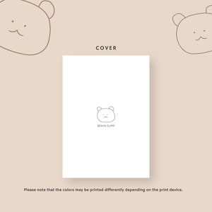 May include: A digital download cover design with a minimalist bear illustration. The cover is white with the text "BRAIN DUMP" and is surrounded by a light brown background. The words "INSTANT DOWNLOAD" and "COVER" are also visible.