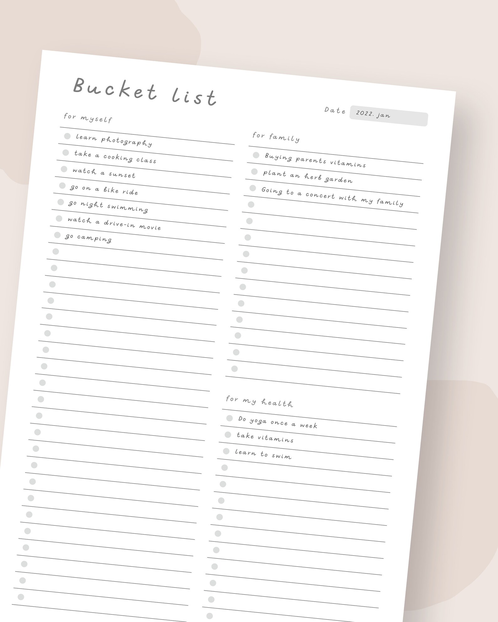 Bucket List Printable Bucket Checklist Bucket List Template Simple