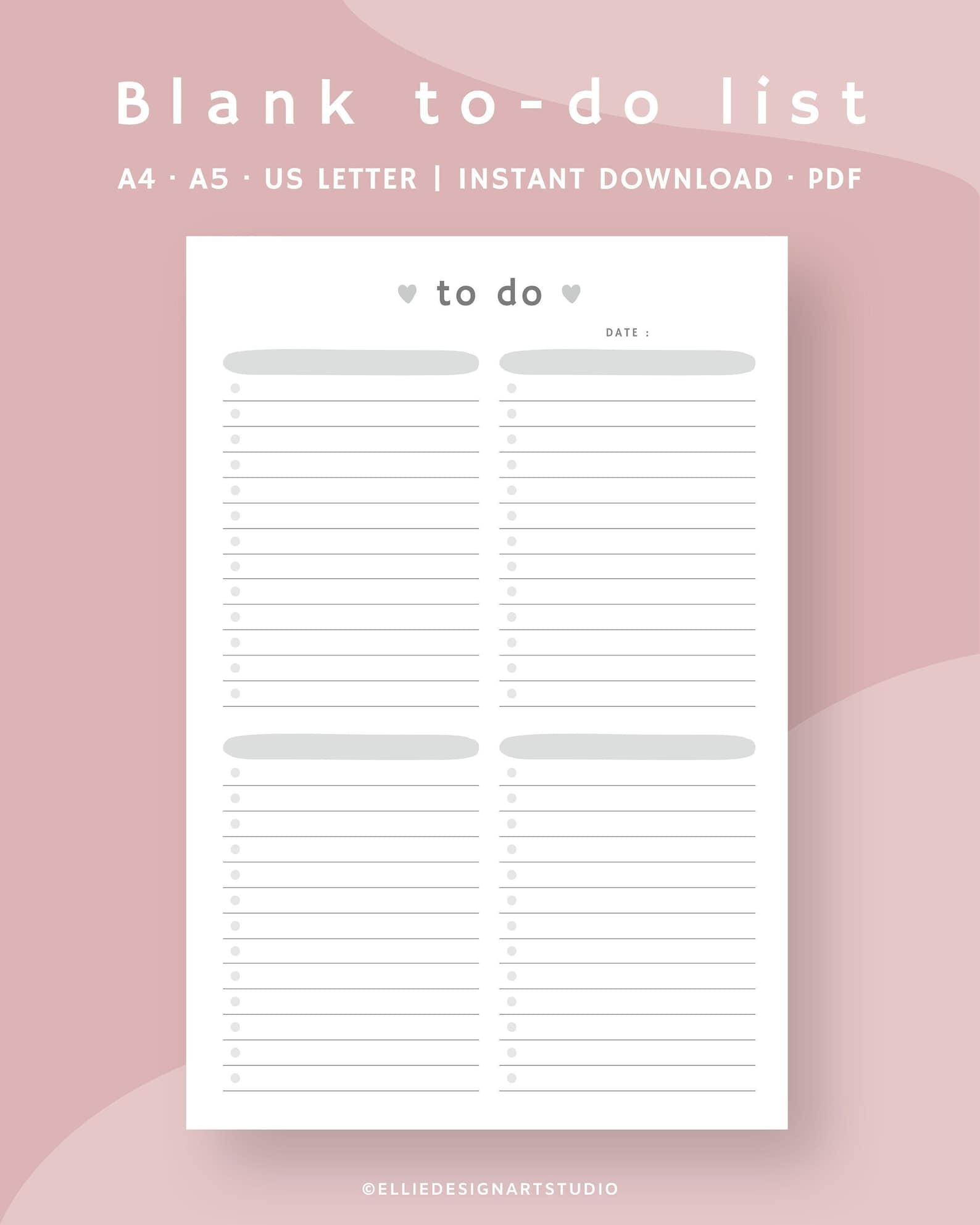 Blank to Do List Template Blank Checklist Planner Printable to Do List ...
