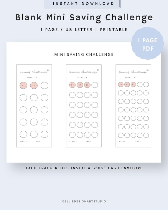 Blank Mini Savings Challenge Printable Savings Challenge - Etsy