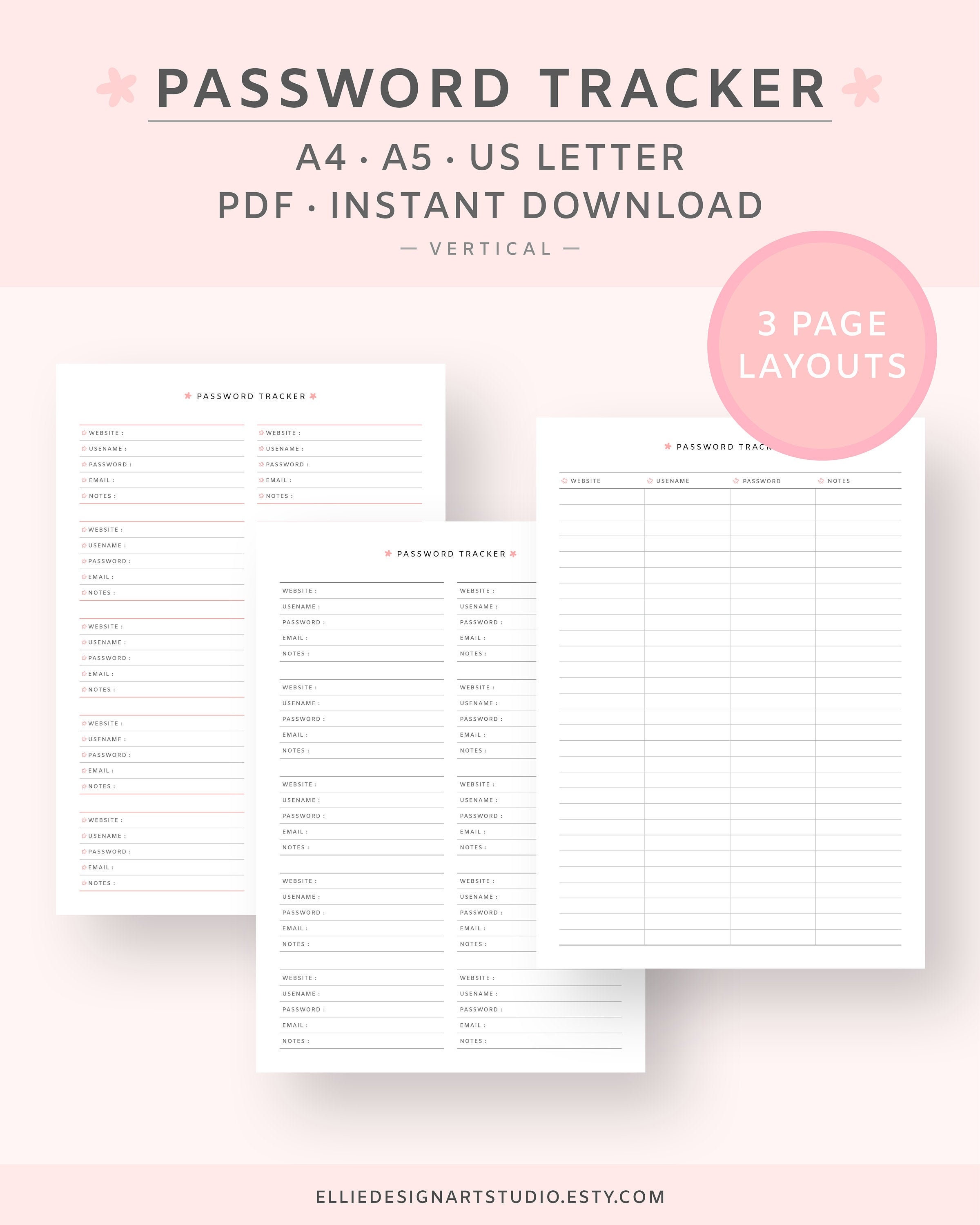 Password Tracker Printable Template Password Log 3 Pages - Etsy UK