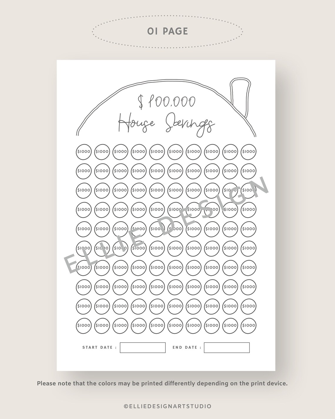 100K House Savings Tracker Printable House Deposit Tracker 100000 ...