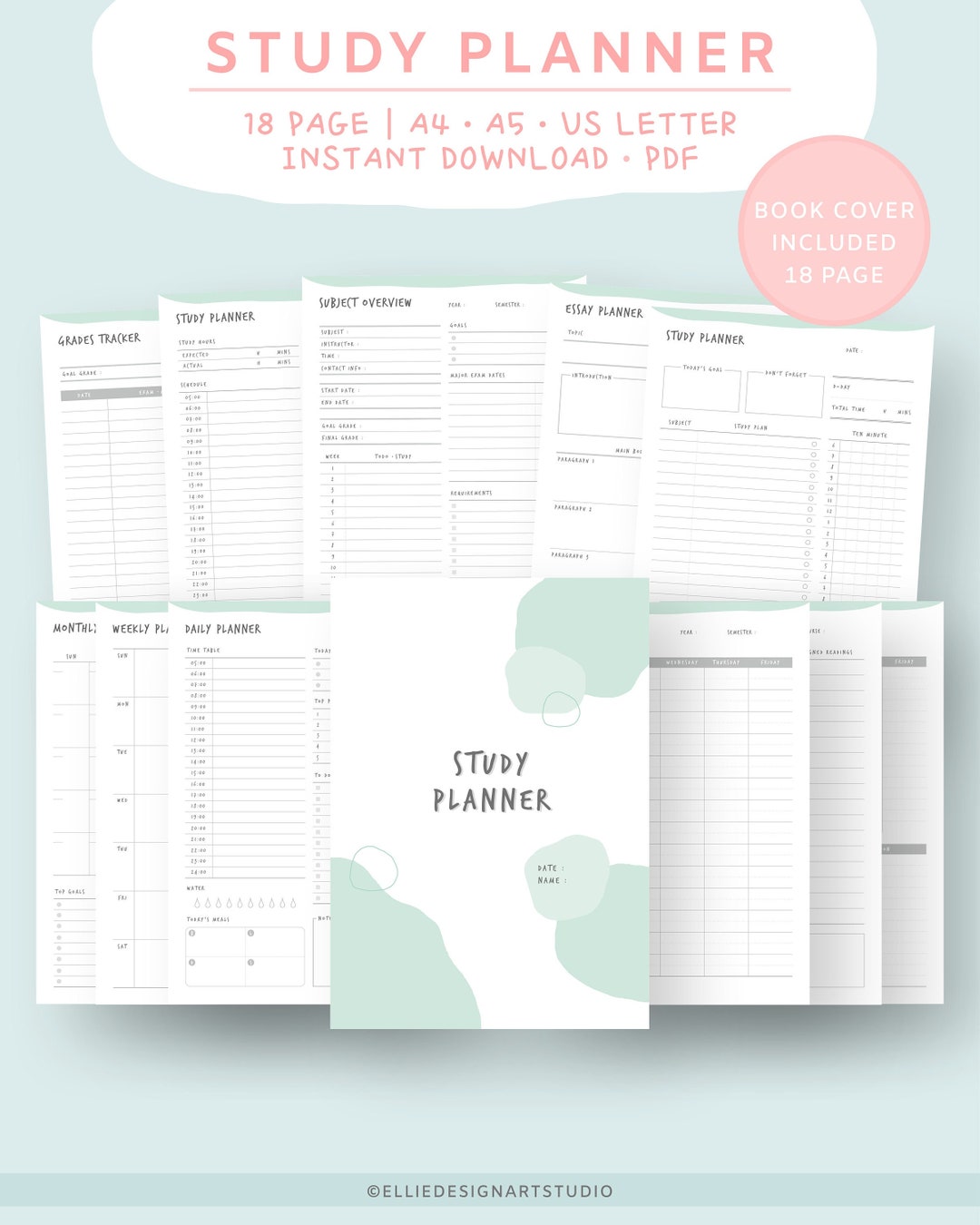 Student Planner Printable | College Planner | Digital Study Planner ...