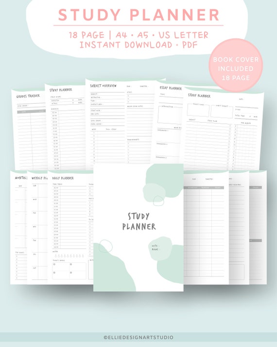 Student Planner Printable College Planner Digital Study | Etsy