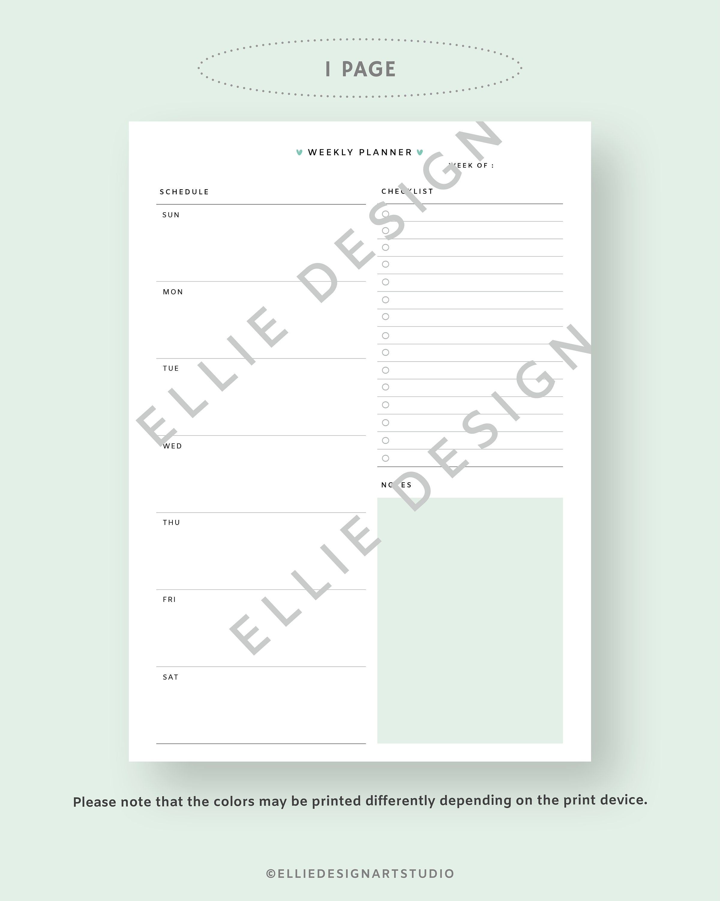 Vertical Minimalist Weekly Planner Printable With to Do List, Undated ...