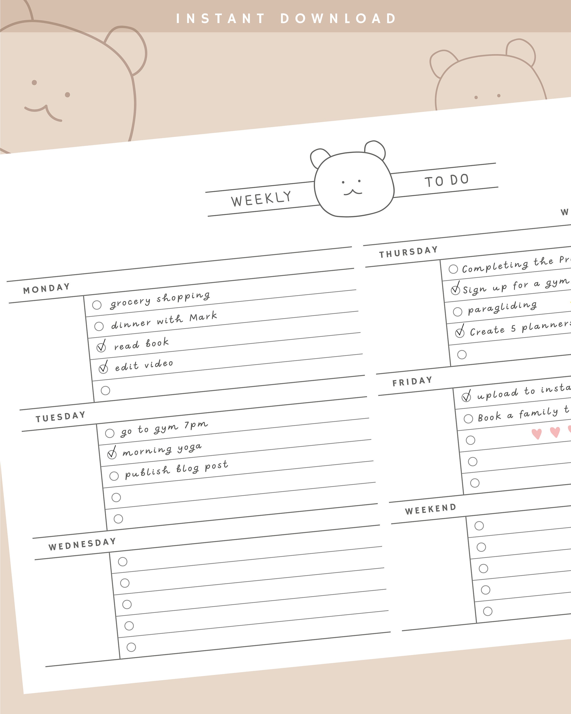 Minimalist to Do List Printable, Weekly to Do, Daily to Do, Tasks List ...