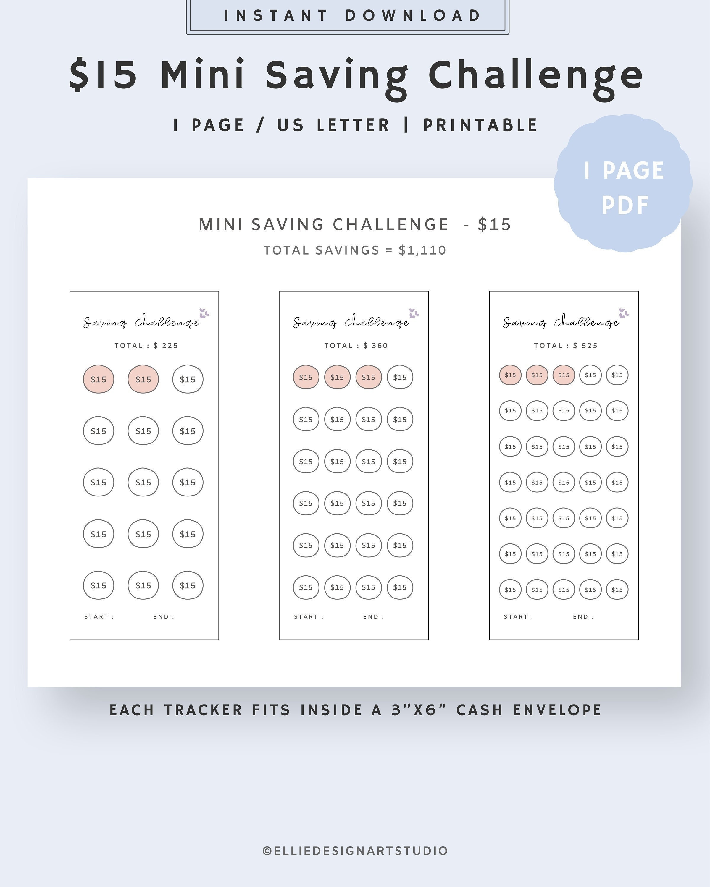 Mini Savings Challenge Printable | Savings Challenge Tracker | Low ...