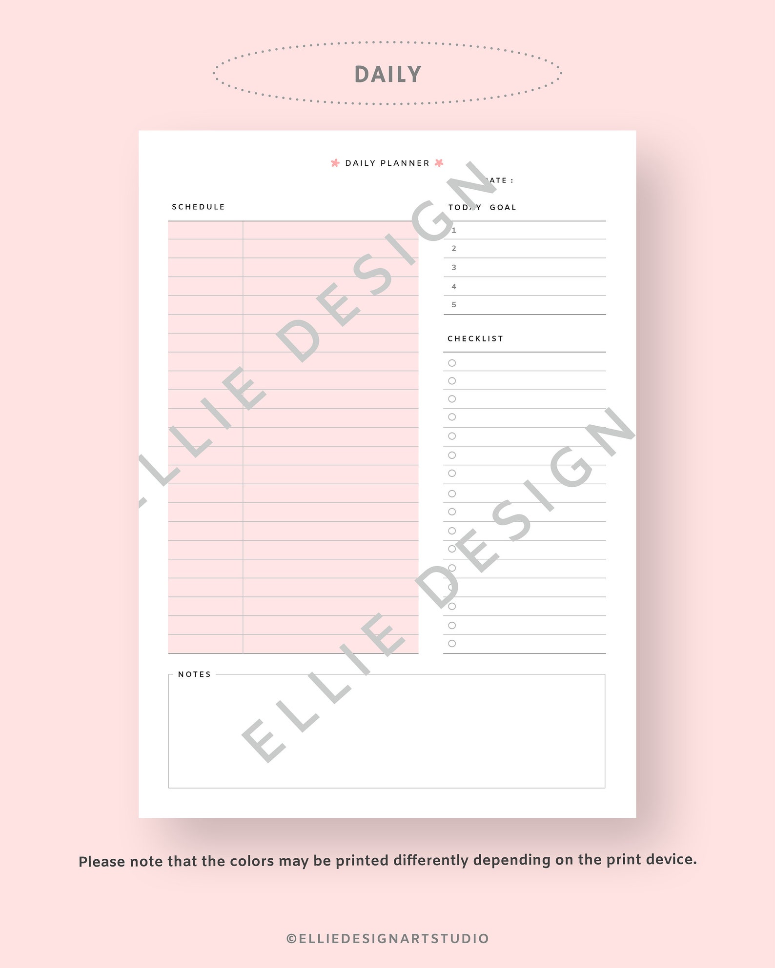 Daily Planner Printable, Daily to Do List, Daily Planner Digital, Daily