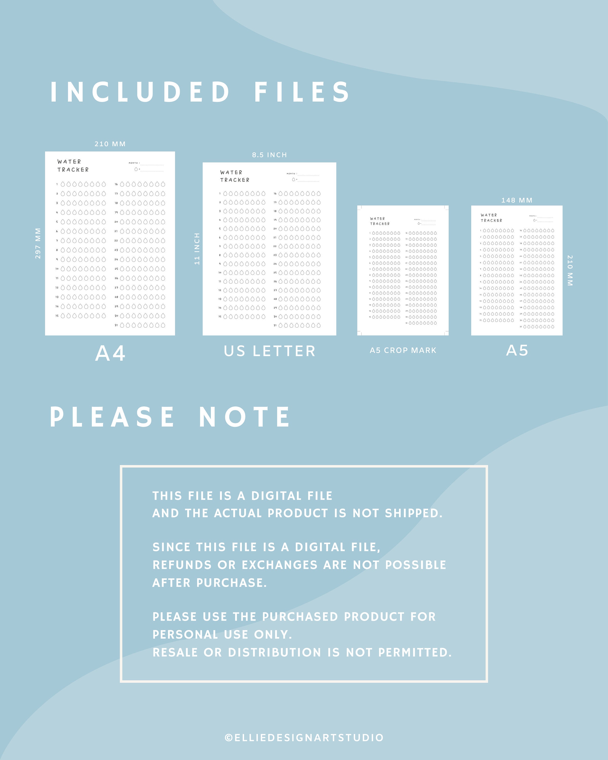 Water Tracker Printable | Water Log | Monthly Water Intake Tracker ...
