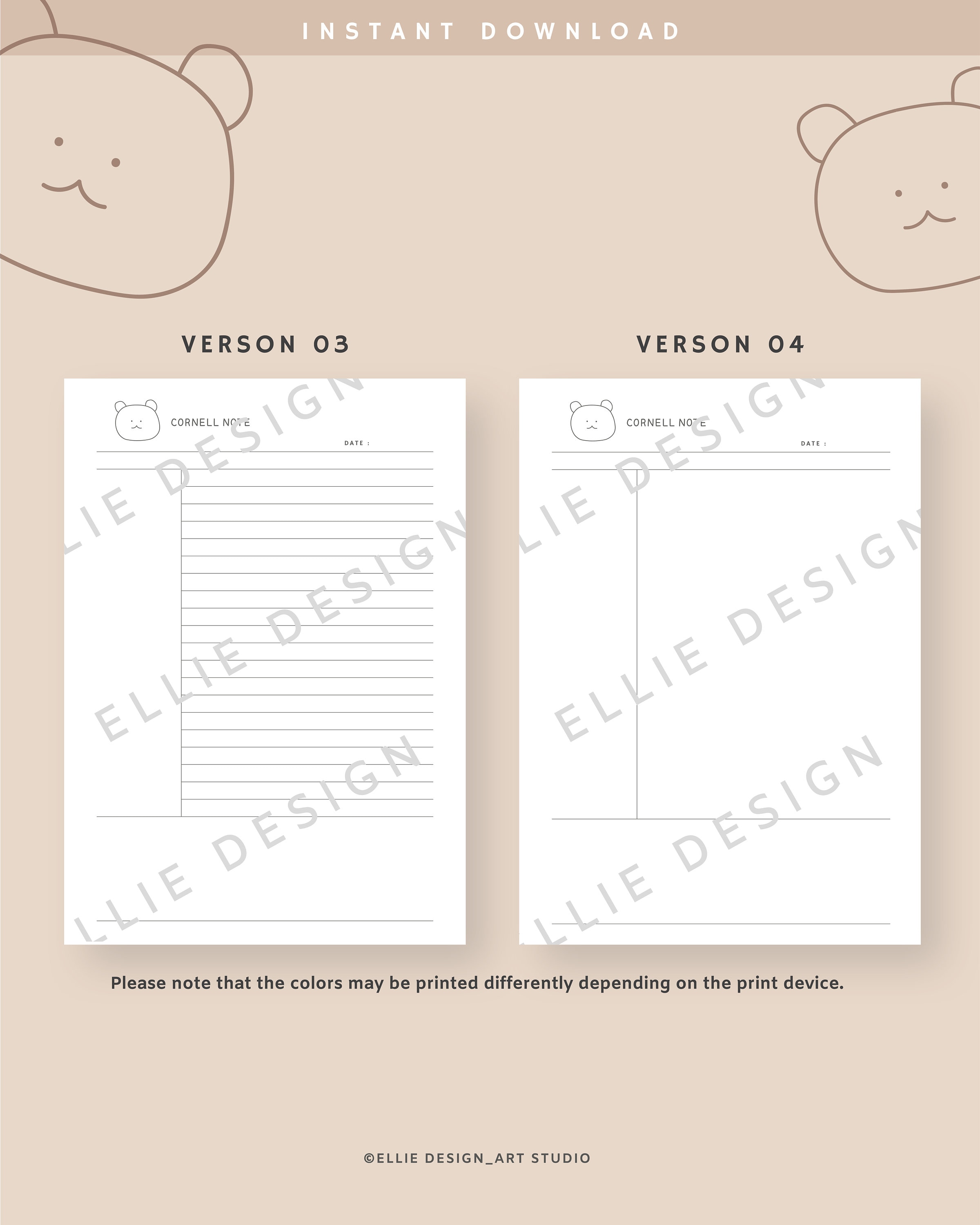 Cornell Notes Template Printable, Student Note Taking, Notes Template ...