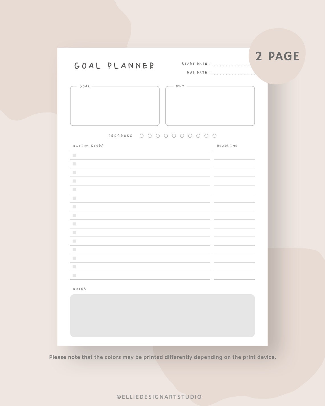 Goal Planner Printable Template | Goal Planner Insert | Goal Progress ...