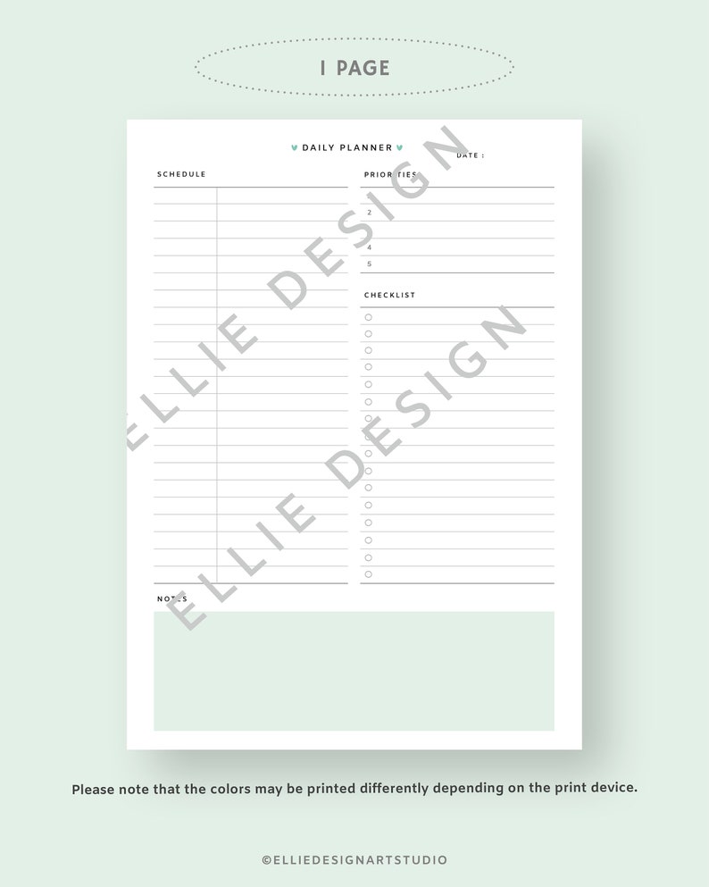 Daily Planner Printable Minimalist Digital Daily Planner - Etsy