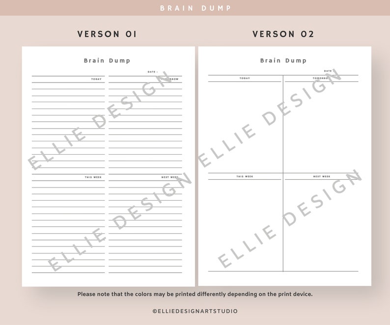 Brain Dump Printable, Brain Dump Planner for Work and Home, Brain Dump ...