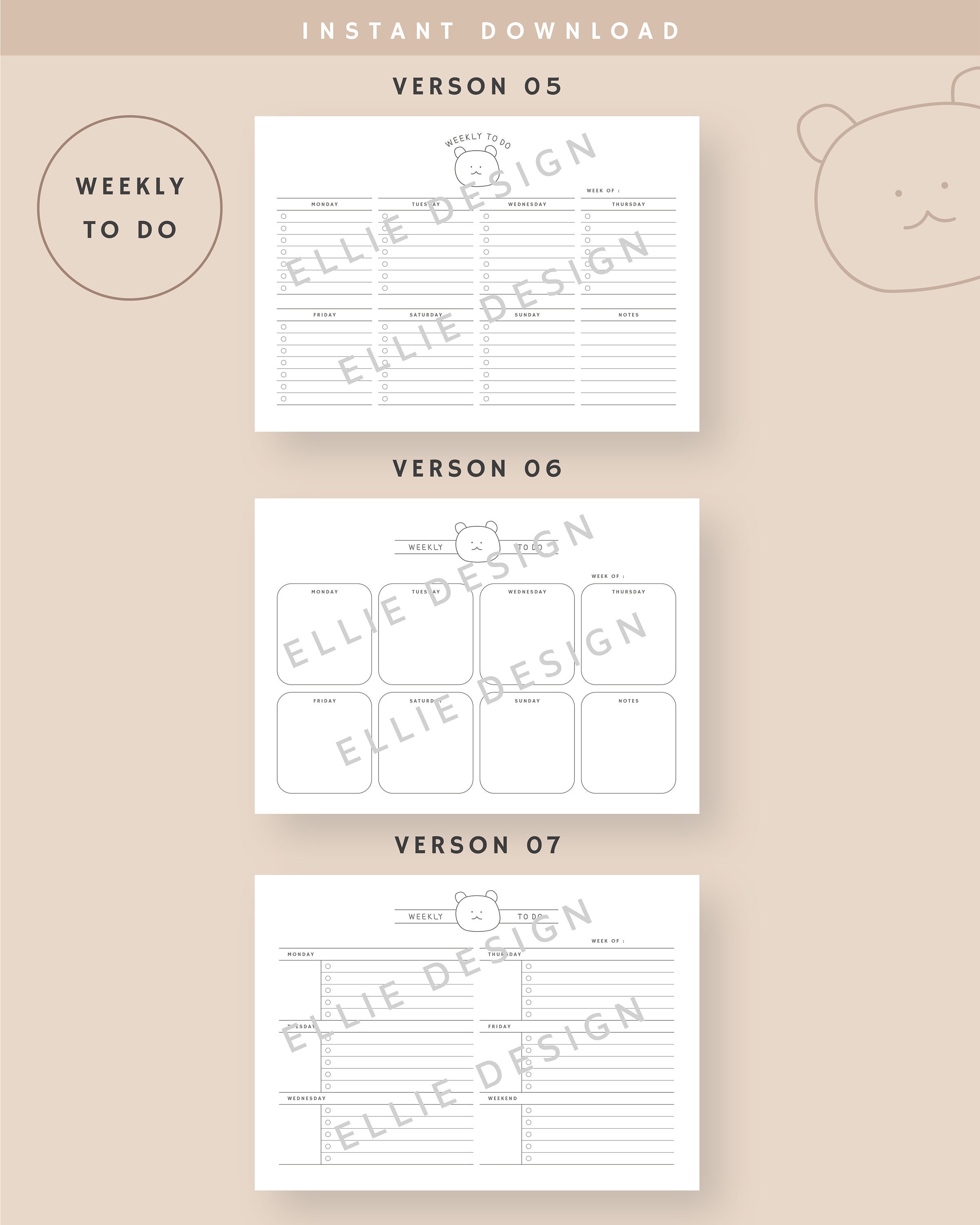 Minimalist to Do List Printable, Weekly to Do, Daily to Do, Tasks List ...