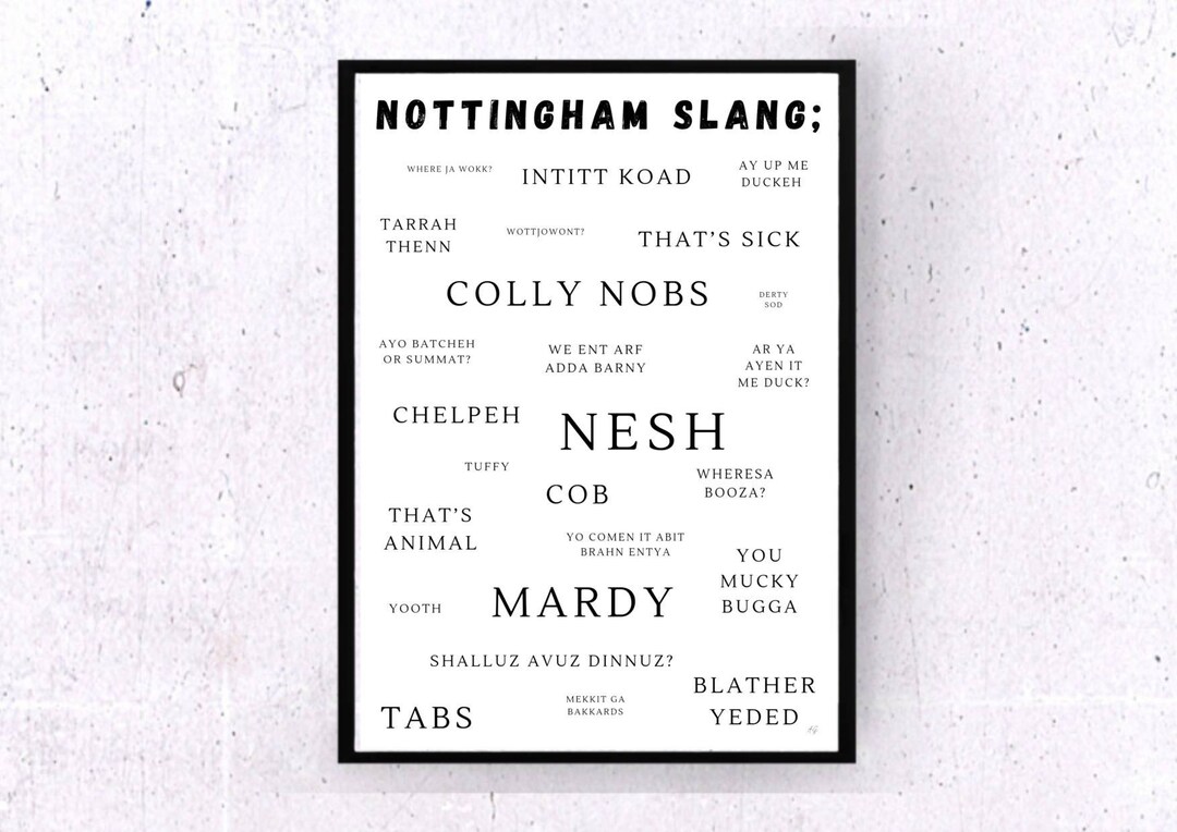 A4 A3 Nottingham Slang Paper Print frame Not Included Notts Etsy UK