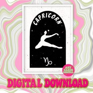 Zodiac Capricorn Print | Digital Download | Mystical Star Sign | A5 A4 A3 A2 A1 DIGITAL DOWNLOAD