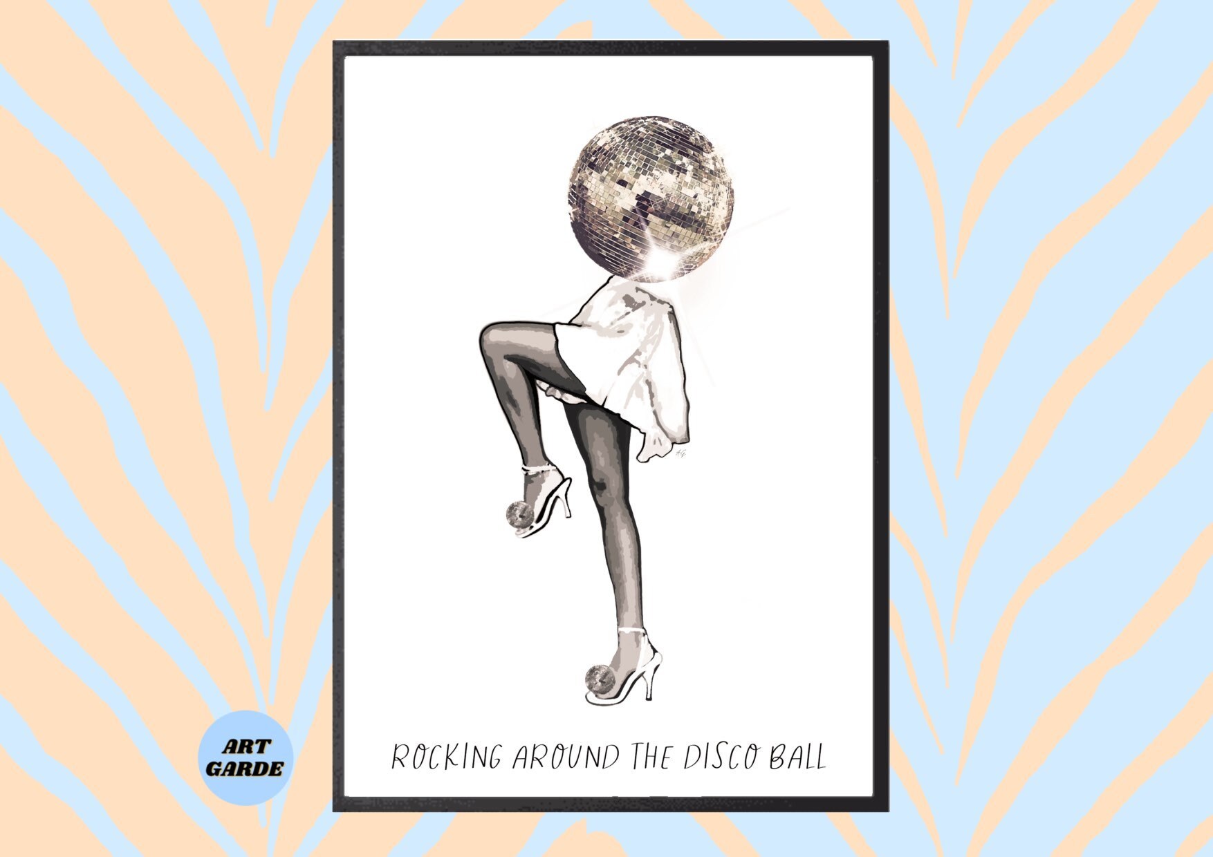 Pink Lady Disco Ball Painting Paper Print – Ashley Treece