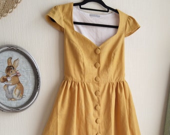 robe lin jaune