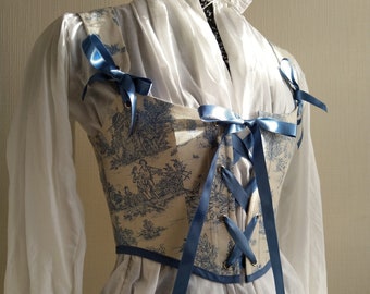 Corset Toile de Jouy REALISé SUR COMMANDE ( 3 coloris ) pastoral/renaissance/cottagecore/fairycore