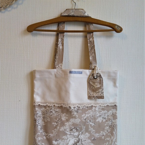 Tote bag en toile de Jouy