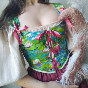 Corset Nymphea REALISÉ SUR COMMANDE pastoral/renaissance/cottagecore/fairycore/rococo/botanical/princesscore image 1