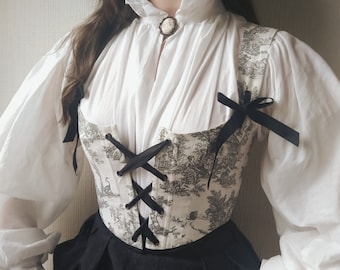 Corset Toile de Jouy REALISé SUR COMMANDE ( 3 coloris ) pastoral/renaissance/cottagecore/fairycore
