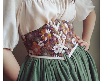 Ceinture corset/Underbust ~Tournesols~ PRÊT A L'ENVOI pastoral/renaissance/cottagecore/fairycore/victorien