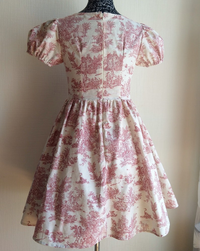 Robe milkmaid Trianon RÉALISÉE SUR COMMANDE en toile de Jouy cottagecore/pastoral/princesscore/fairycore 4 coloris image 7